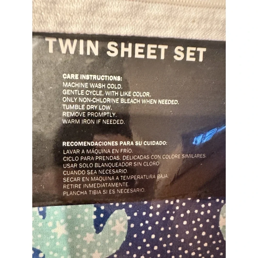 Vintage Joe Boxer Twin Sheet Set Starry Cactus Polkadots NIP Blue Green Western